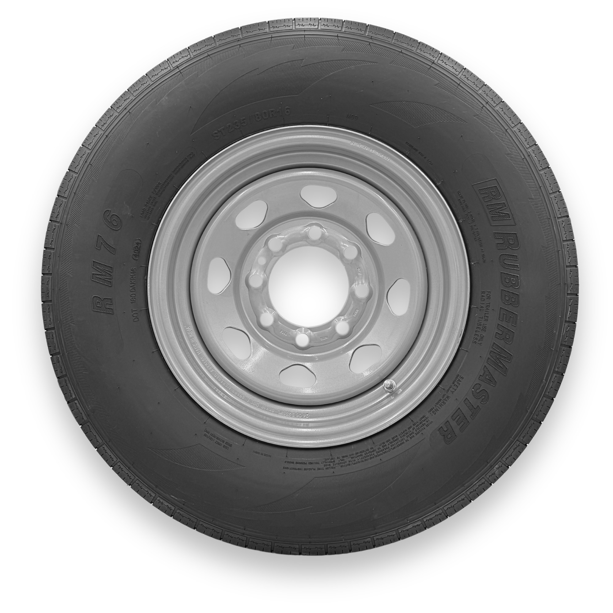 RubberMaster ST235/80R16 Highway Rib Tire — 10 Ply, 8 on 6.5 Bolt, Silver Eight Spoke Wheel, Model# 599336SIL